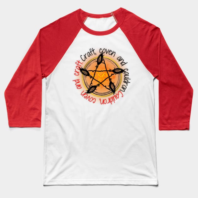 Craft, Coven and Cauldron-witch Baseball T-Shirt by Rattykins